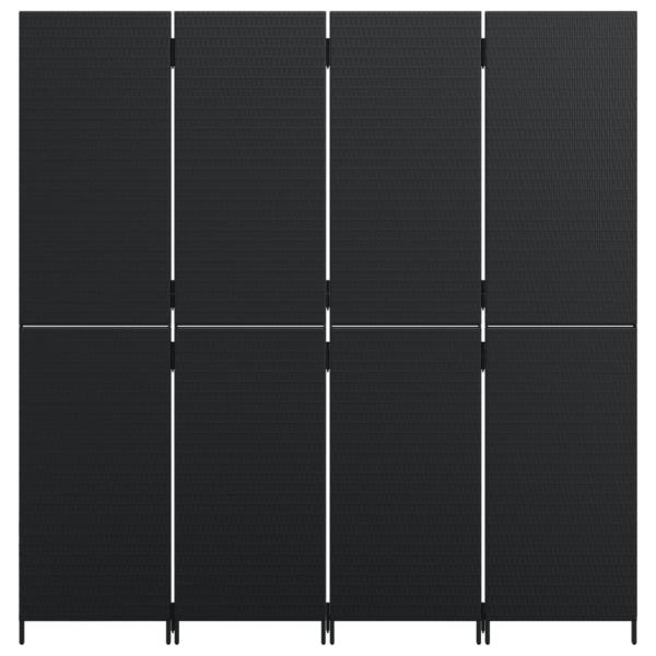 Paravent 4-tlg. Schwarz Poly Rattan