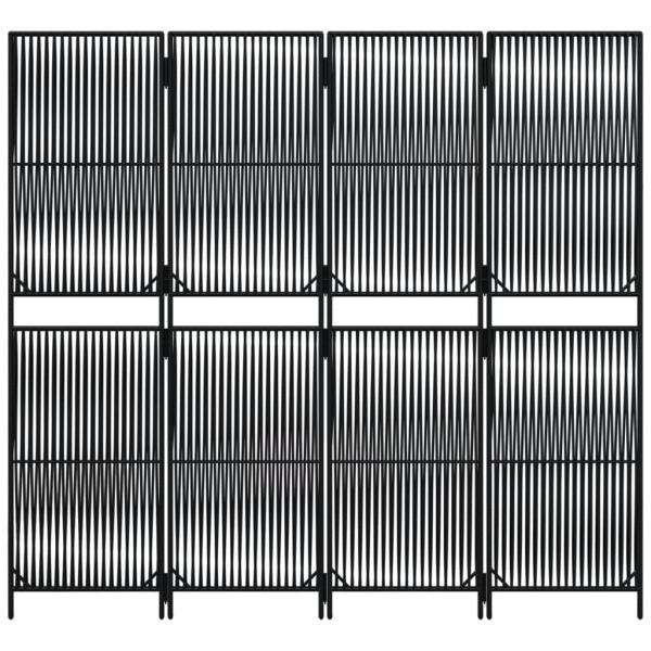 Paravent 4-tlg. Schwarz Poly Rattan