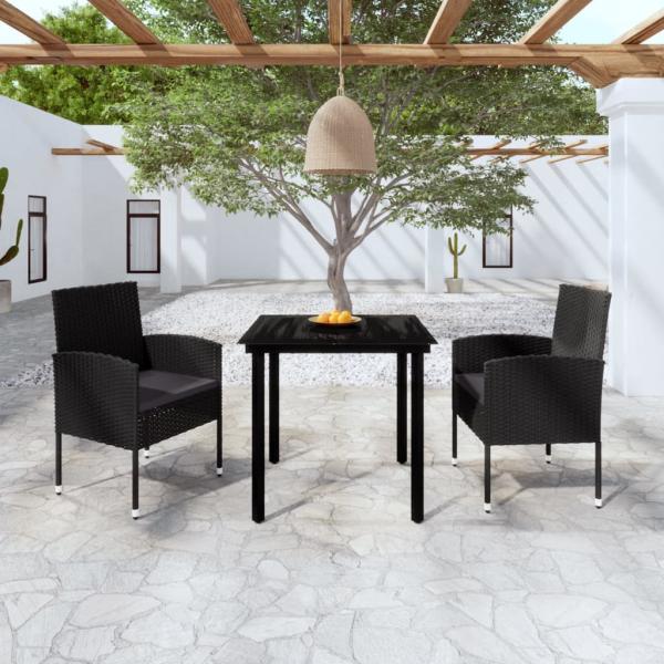 ARDEBO.de - 3-tlg. Garten-Essgruppe Schwarz