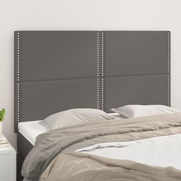 ARDEBO.de - Kopfteile 4 Stk. Grau 72x5x78/88 cm Kunstleder
