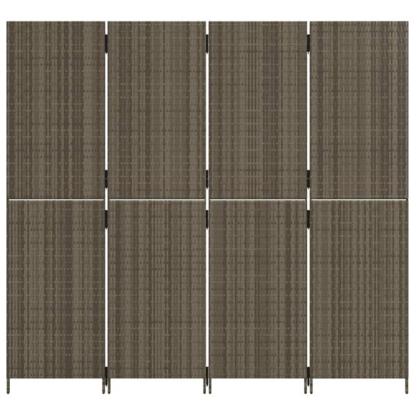 Paravent 4-tlg. Grau Poly Rattan