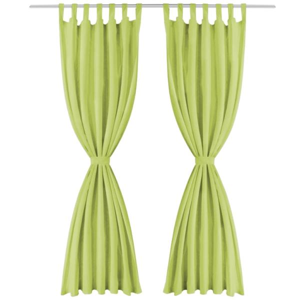 Vorhänge Mikro-Satin 2 Stk. mit Schlaufen 140×225 cm Grün