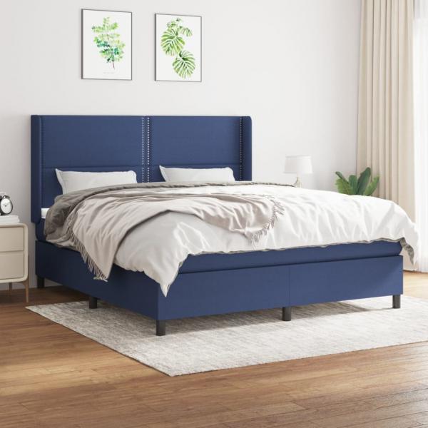 ARDEBO.de - Boxspringbett mit Matratze Blau 160x200 cm Stoff