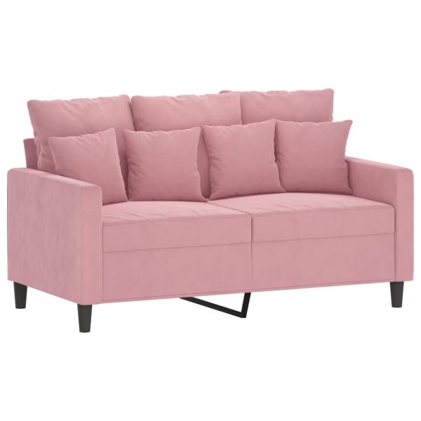 4-tlg. Sofagarnitur mit Kissen Rosa Samt