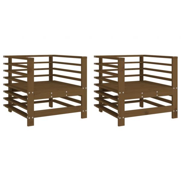 Gartenstühle 2 Stk. Honigbraun Massivholz Kiefer