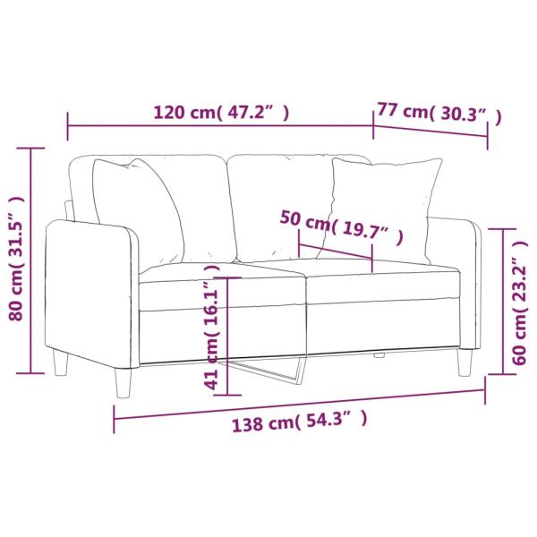 2-Sitzer-Sofa mit Zierkissen Hellgelb 120 cm Stoff