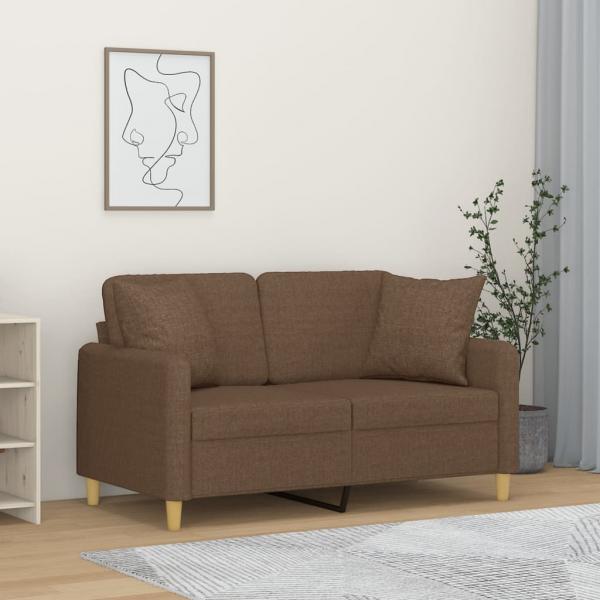 ARDEBO.de - 2-Sitzer-Sofa mit Zierkissen Braun 120 cm Stoff