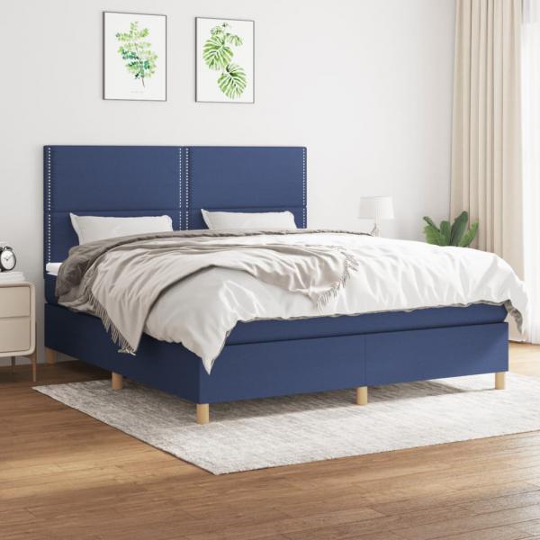 ARDEBO.de - Boxspringbett mit Matratze Blau 160x200 cm Stoff