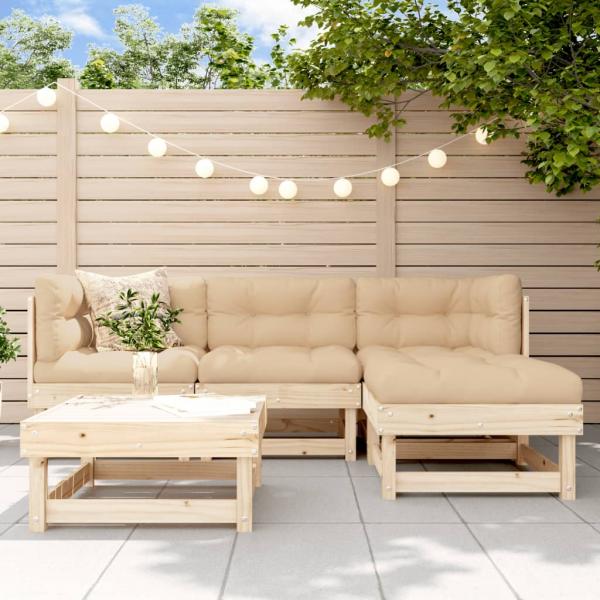 ARDEBO.de - 5-tlg. Garten-Lounge-Set Massivholz Kiefer