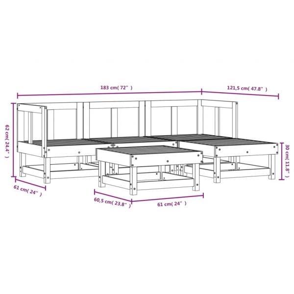 5-tlg. Garten-Lounge-Set Massivholz Kiefer
