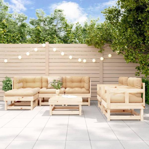 ARDEBO.de - 7-tlg. Garten-Lounge-Set Massivholz Kiefer