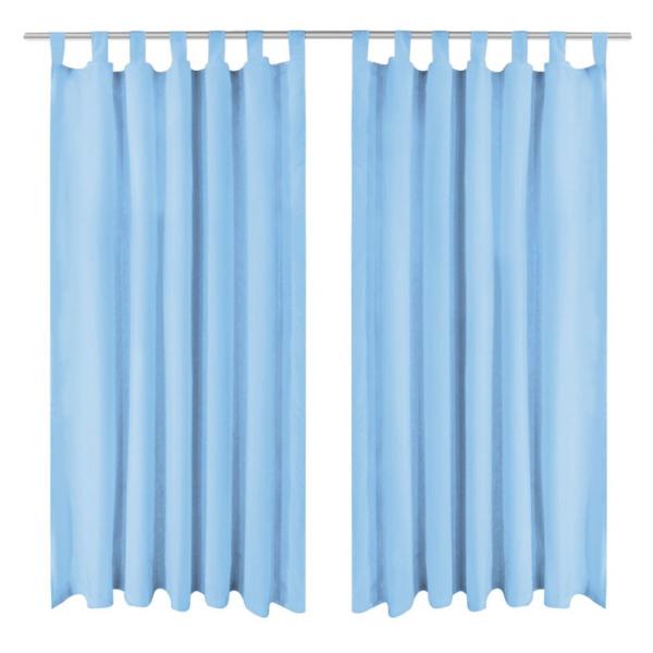 ARDEBO.de - Vorhänge Mikro-Satin 2 Stk. mit Schlaufen 140 x 175 cm Türkis