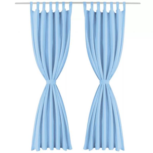Vorhänge Mikro-Satin 2 Stk. mit Schlaufen 140 x 175 cm Türkis