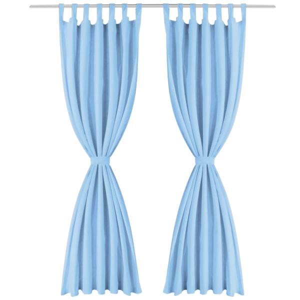 Vorhänge Mikro-Satin 2 Stk. mit Schlaufen 140 x 175 cm Türkis
