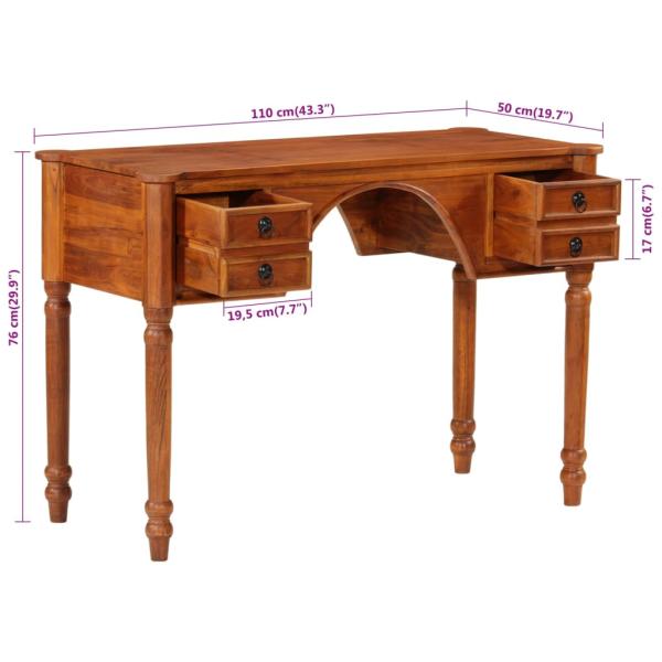 Schreibtisch mit Schubladen 110x50x76 cm Massivholz Akazie