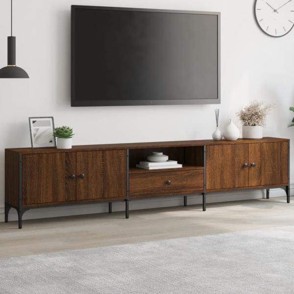 ARDEBO.de - TV-Schrank mit Schublade Braun Eiche 200x25x44 cm Holzwerkstoff