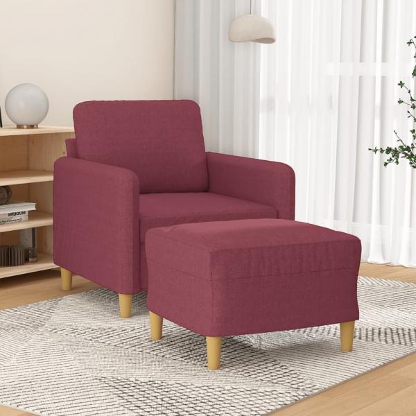 ARDEBO.de - Sessel mit Hocker Weinrot 60 cm Stoff