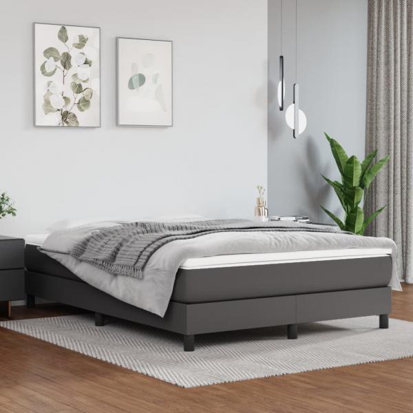 ARDEBO.de - Bettgestell Grau 140x190 cm Kunstleder