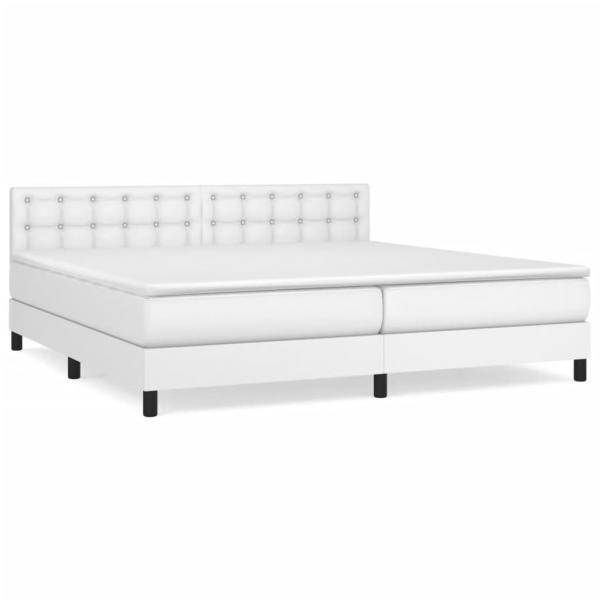 Boxspringbett mit Matratze Weiß 200x200 cm Kunstleder