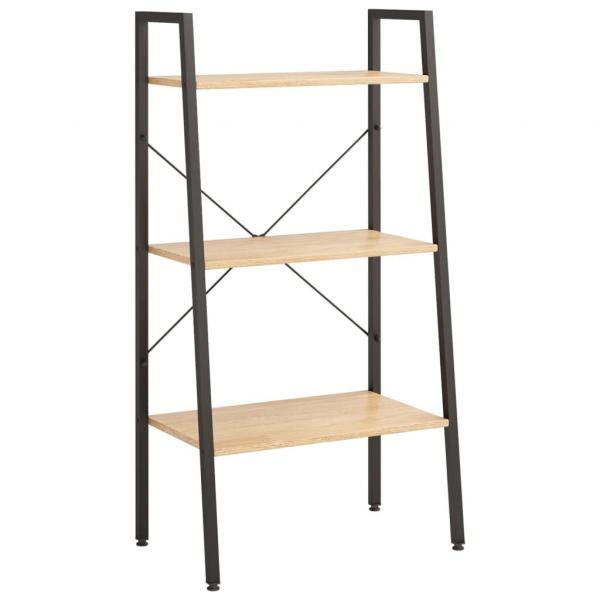 Standregal 3 Böden Hellbraun und Schwarz 56x35x108 cm