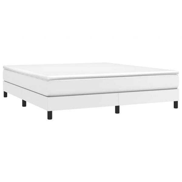 Boxspringbett mit Matratze Weiß 160x200 cm Kunstleder