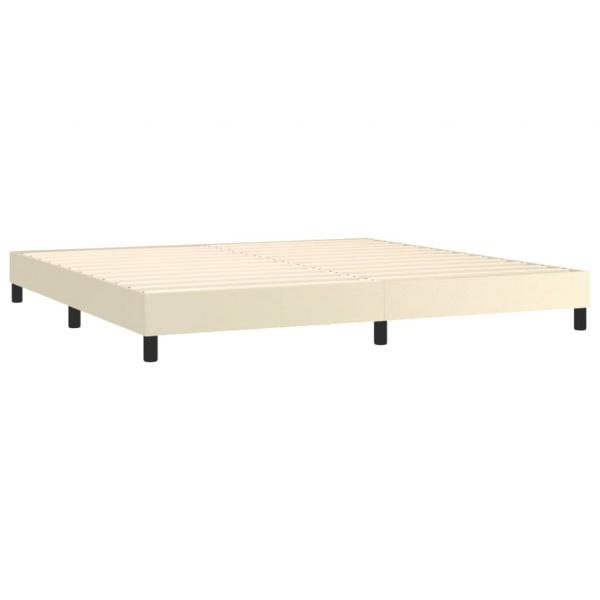 Boxspringbett mit Matratze Creme 200x200 cm Kunstleder
