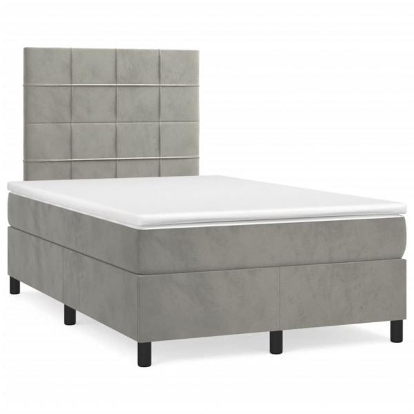Boxspringbett mit Matratze Hellgrau 120x200 cm Samt
