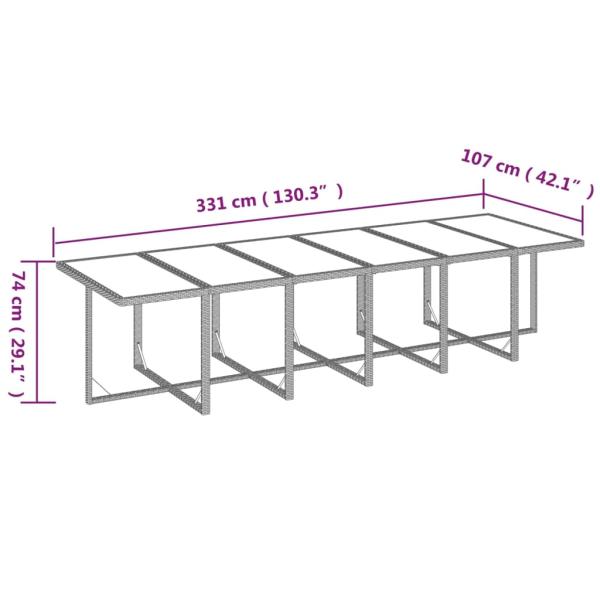 13-tlg. Garten-Essgruppe mit Kissen Poly Rattan Schwarz