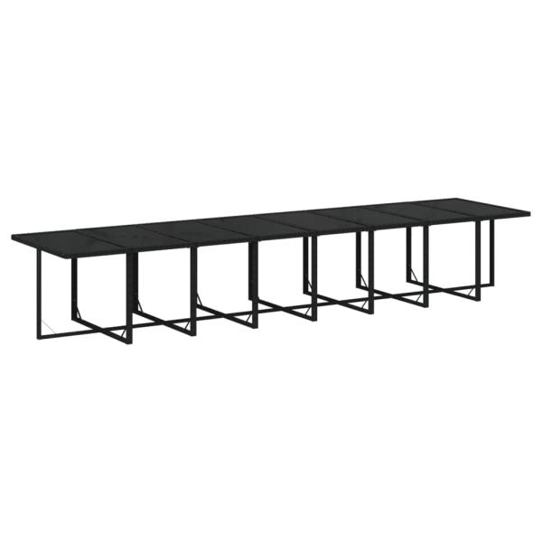 17-tlg. Garten-Essgruppe mit Kissen Schwarz Poly Rattan