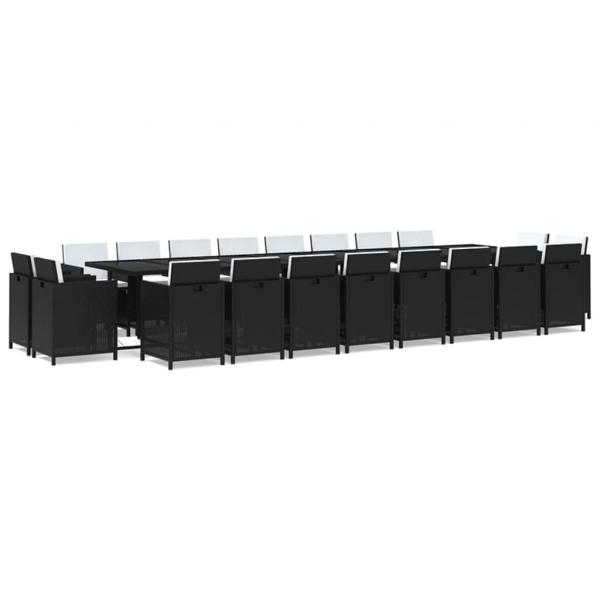 21-tlg. Garten-Essgruppe mit Kissen Schwarz Poly Rattan