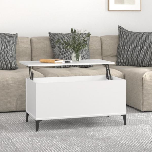 ARDEBO.de - Couchtisch Weiß 90x44,5x45 cm Holzwerkstoff