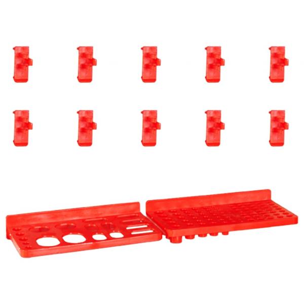 29-tlg. Sichtlagerkasten-Set mit Wandhalterung Rot und Schwarz