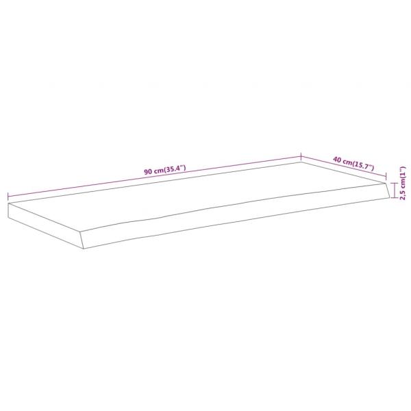 Tischplatte 90x40x2,5 cm Rechteckig Massivholz Akazie Baumkante