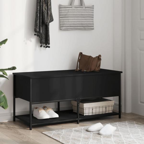 ARDEBO.de - Sitzbank mit Stauraum Schwarz 100x42,5x47 cm Holzwerkstoff