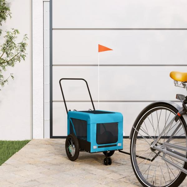 ARDEBO.de - Fahrradanhänger Hunde Blau und Schwarz Oxford-Gewebe & Eisen