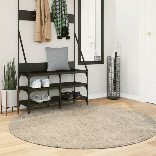 ARDEBO.de - Teppich ISTAN Hochflor Glänzend Beige Ø 160 cm