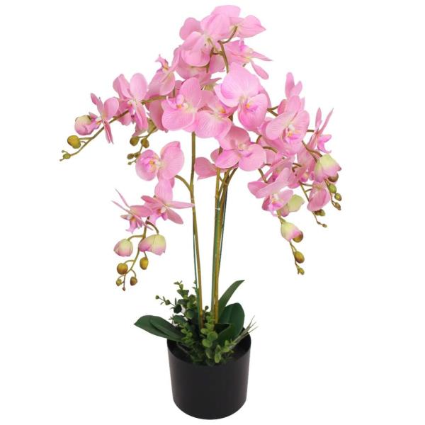 ARDEBO.de - Künstliche Orchidee mit Topf 75 cm Rosa
