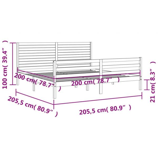Massivholzbett mit Kopfteil 200x200 cm