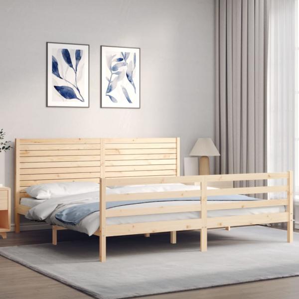 Massivholzbett mit Kopfteil 200x200 cm