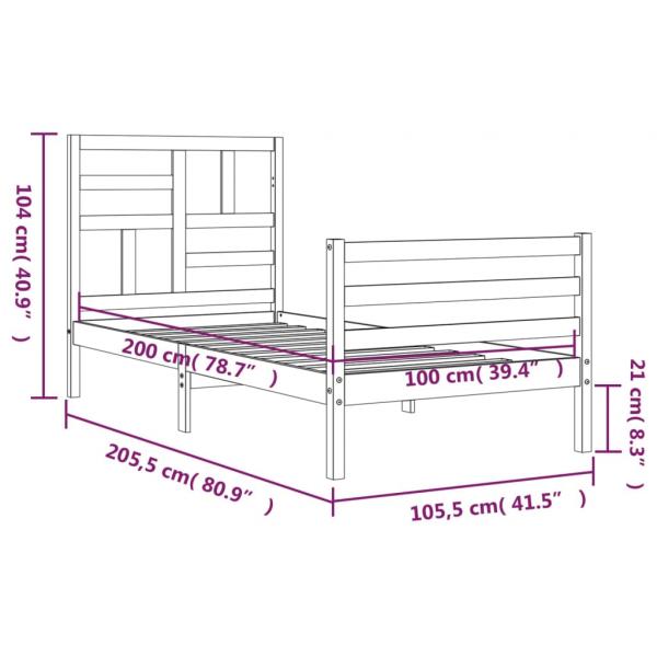 Massivholzbett mit Kopfteil 100x200 cm