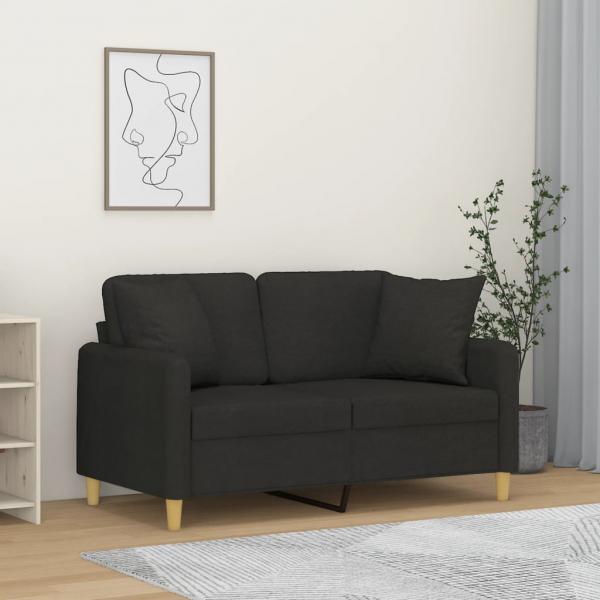 ARDEBO.de - 2-Sitzer-Sofa mit Zierkissen Schwarz 120 cm Stoff