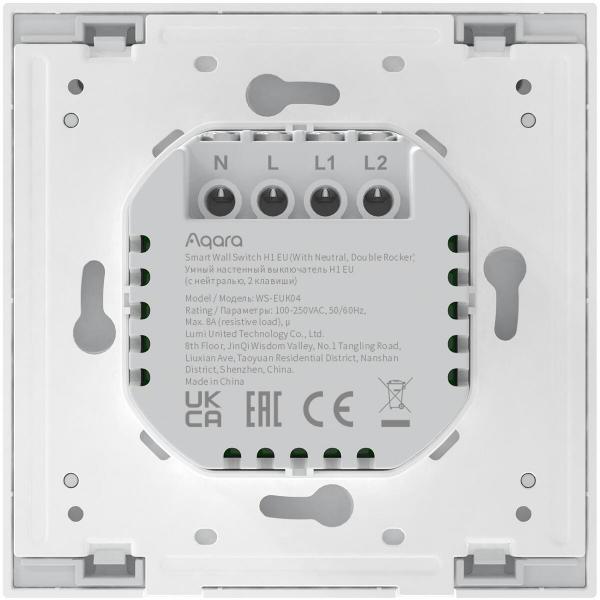 Aqara Smart Wall Switch H1 EU, With Neutral, Double Rocker, weiß (WS-EUK04)