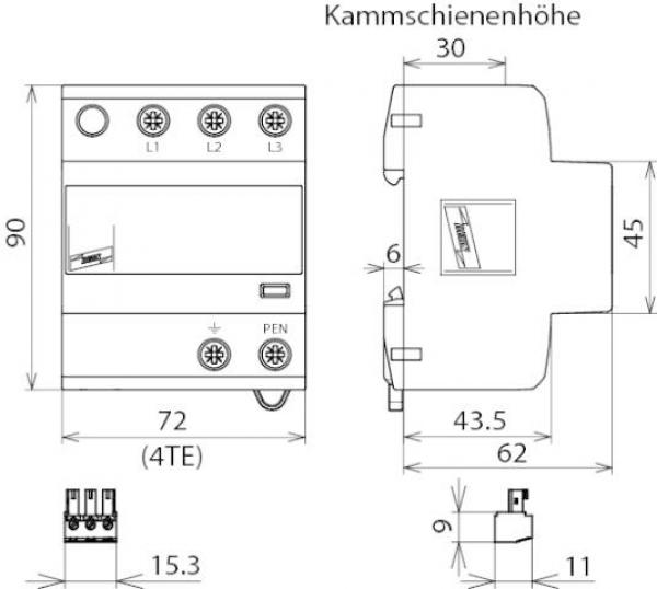 Dehn Mehrpoliger, anwendungsoptimierter Kombi-Ableiter, Typ 1+2 (941305)