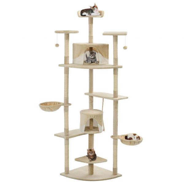 ARDEBO.de - Katzen-Kratzbaum Sisal 203 cm Beige und Weiß