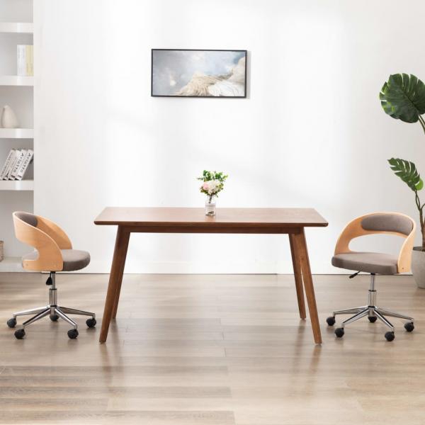 ARDEBO.de - Drehbarer Bürostuhl Taupe Bugholz und Stoff