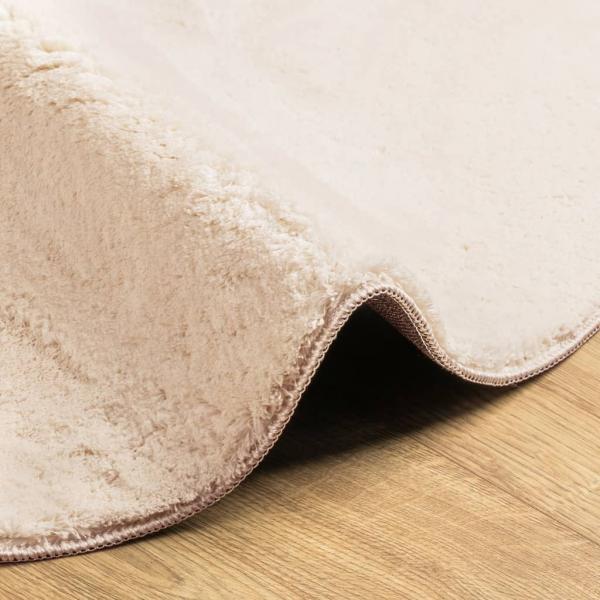 Teppich HUARTE Kurzflor Weich und Waschbar Beige Ø 120 cm
