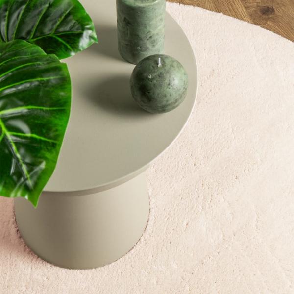 Teppich HUARTE Kurzflor Weich und Waschbar Beige Ø 120 cm