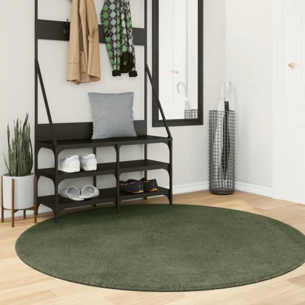 ARDEBO.de - Teppich HUARTE Kurzflor Weich und Waschbar Waldgrün Ø 160 cm