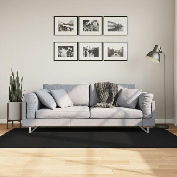 ARDEBO.de - Teppich HUARTE Kurzflor Weich und Waschbar Schwarz 100x200 cm