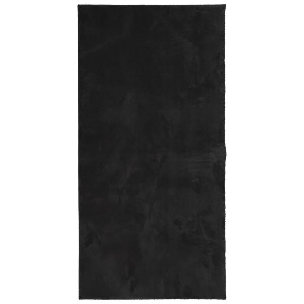 Teppich HUARTE Kurzflor Weich und Waschbar Schwarz 100x200 cm